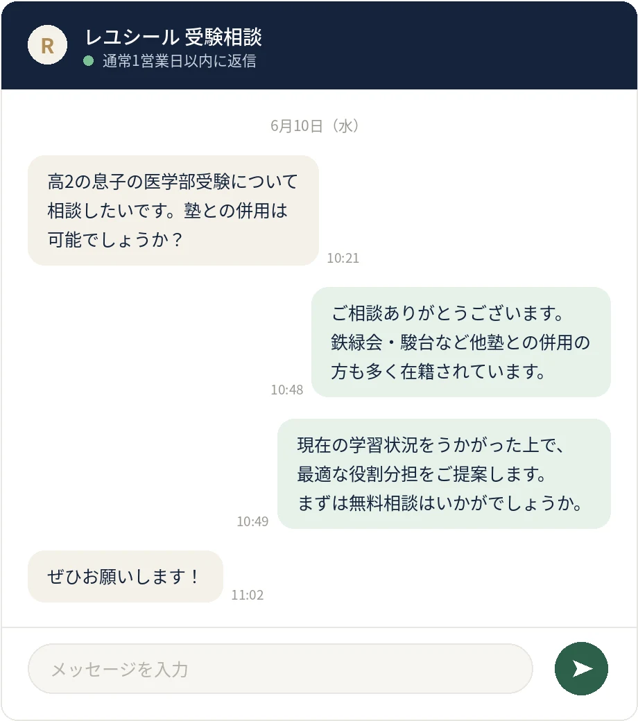 LINEでの受験相談の画面例